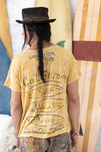 Load image into Gallery viewer, Hand lettered Malibu CA letters on shirt rear view

