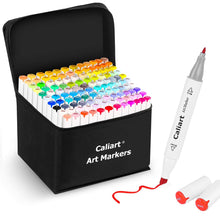 Load image into Gallery viewer, Caliart 121 Colors Artist Alcohol Markers Dual Tip Art Markers Twin Sketch Pens Permanent Alcohol Based Markers with Case for Adult Kids Halloween Coloring Drawing Sketching Card Making Illustration