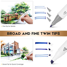 Load image into Gallery viewer, Caliart 121 Colors Artist Alcohol Markers Dual Tip Art Markers Twin Sketch Pens Permanent Alcohol Based Markers with Case for Adult Kids Halloween Coloring Drawing Sketching Card Making Illustration