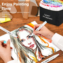 Load image into Gallery viewer, Caliart 121 Colors Artist Alcohol Markers Dual Tip Art Markers Twin Sketch Pens Permanent Alcohol Based Markers with Case for Adult Kids Halloween Coloring Drawing Sketching Card Making Illustration