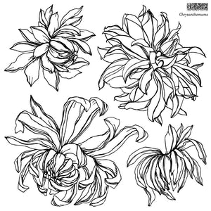 Chrysanthemum Stamp  black and white