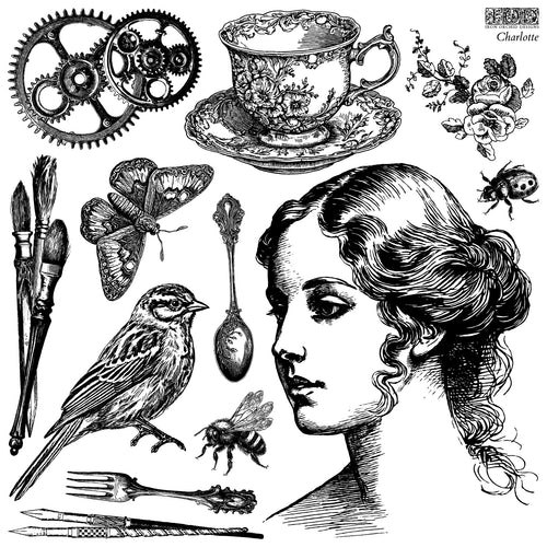 Up close pictures of women, bird and teacup