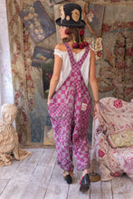 Load image into Gallery viewer, Full back view of pink check overalls
