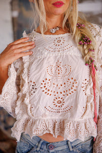 Magnolia Pearl Hermione Eyelet Blouse Top 2194