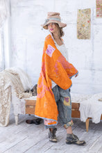 Load image into Gallery viewer, Orange kimono with signature patch shoulder view 
