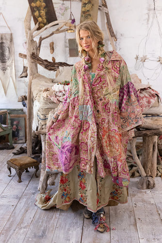 Full front view of patchwork coat