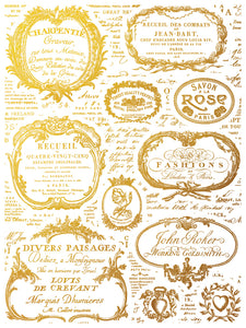 Up close view of gold label transfers