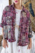Load image into Gallery viewer, Madras Plaid patchwork shirt in pink front view up close 

