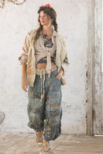 Load image into Gallery viewer, Full body view of patchwork, jeans, and open shirt
