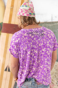 art of love blockprint down front of shirt backside