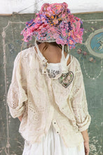 Load image into Gallery viewer, Eyelet Bohemian shirt with snap back view and heart
