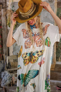 Close-up view front butterfly T-shirt, dress