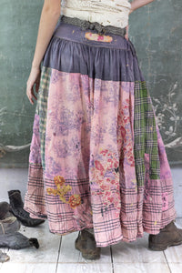 Rugged toile patched maxi skirt back view