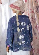 Load image into Gallery viewer, Magnolia Pearl Paint Splatter Crop Tancy Coat “make art not war”
