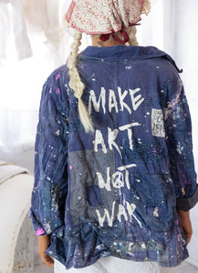 Magnolia Pearl Paint Splatter Crop Tancy Coat “make art not war”