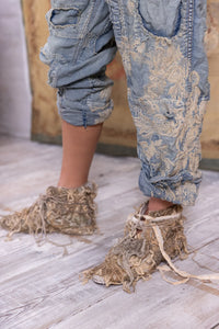 Lace Embroidered Miner Denims Pants with zombie shoes