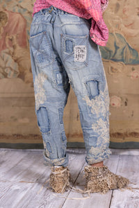 Lace Embroidered Miner Denims Pants rear view