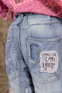 Lace Embroidered Miner Denims Pants back pocket