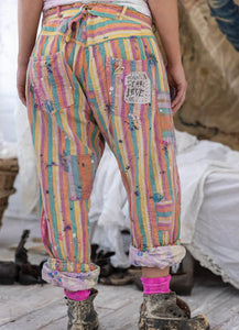 Striped patchwork colorful Pants back view 