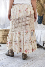 Load image into Gallery viewer, Lace and floral maxi skirt back view 
