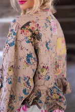 Load image into Gallery viewer, Shoulder and back view of muted floral jacket
