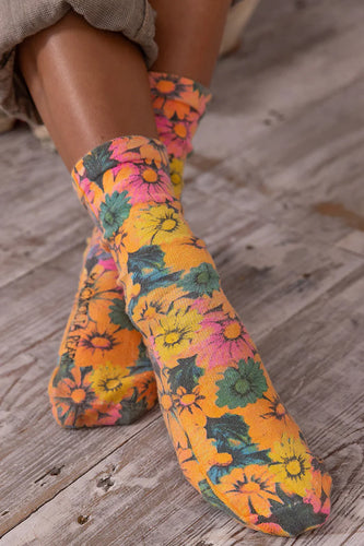 Very bright colored floral socks