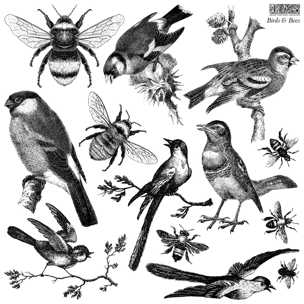 Iron Orchid Designs Decor Stamp Birds & Bees