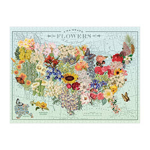 Galison Wendy Gold USA State Flowers Puzzle, 1000 Pieces, 20” x 27” – Jigsaw Puzzle Featuring a Colorful Illustration – Thick Sturdy Pieces, Challenging Family Activity, Great Gift Idea