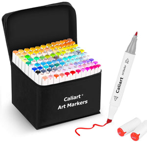 Caliart 121 Colors Artist Alcohol Markers Dual Tip Art Markers Twin Sketch Pens Permanent Alcohol Based Markers with Case for Adult Kids Halloween Coloring Drawing Sketching Card Making Illustration