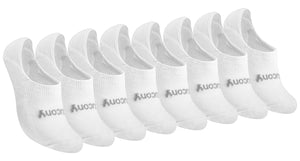 Saucony womens 8 Pairs No Show Cushioned Invisible Liner Socks, White (8 Pairs), Shoe Size 4-7 US
